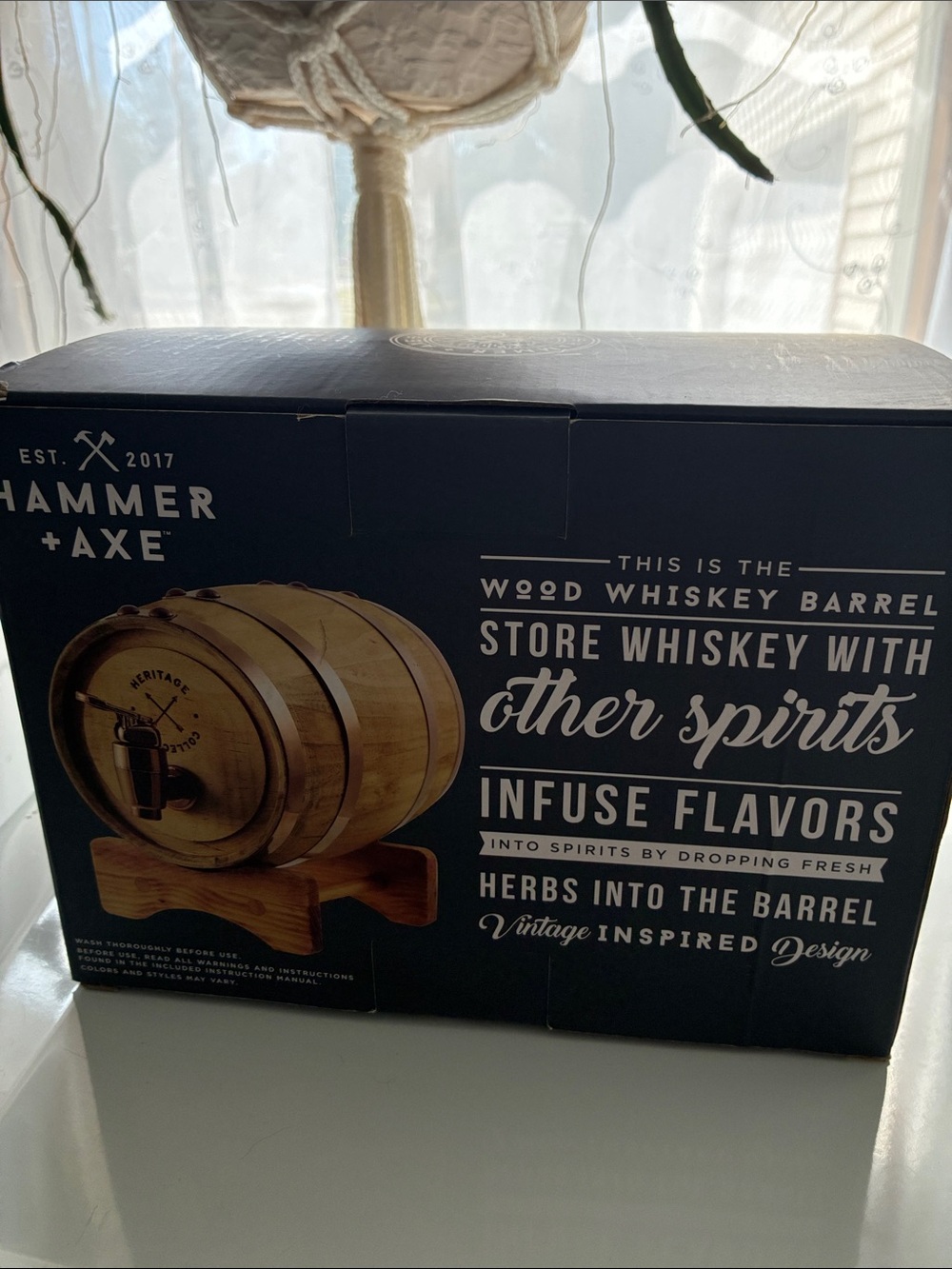 Hammer + Axe Wood Whiskey Barrel - Natural Wood Finish